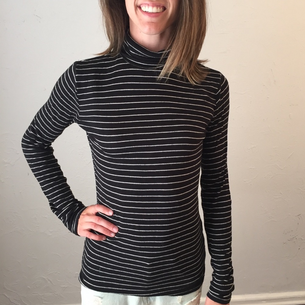 Black striped turtleneck